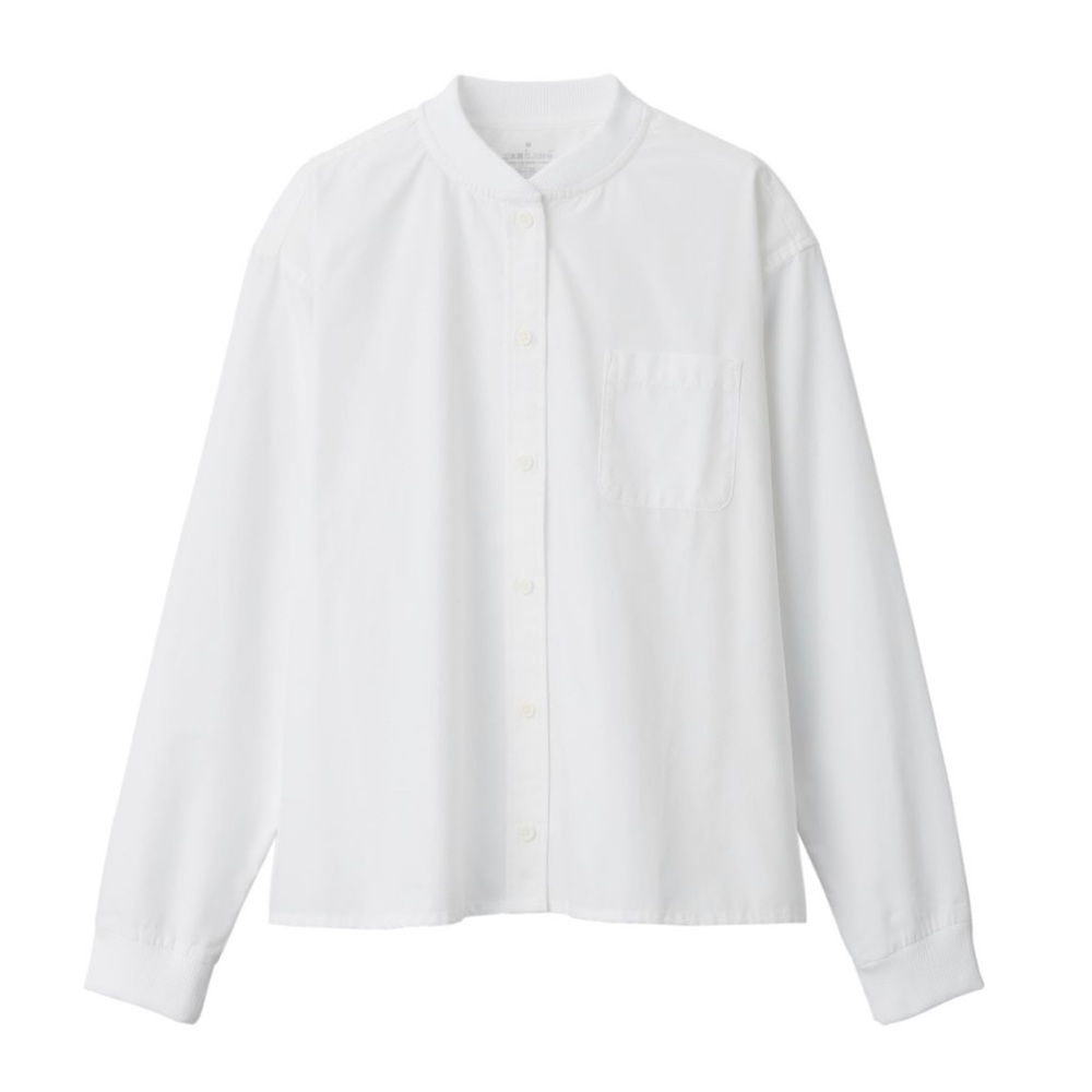 MUJI RIBBED STAND COLLAR SHIRT (S)